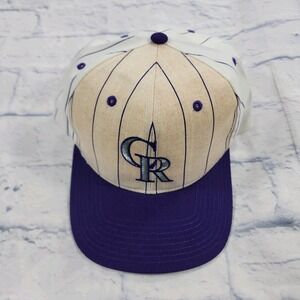 Colorado Rockies Hat Cap Snap Back Beige Purple MLB Baseball VINTAGE